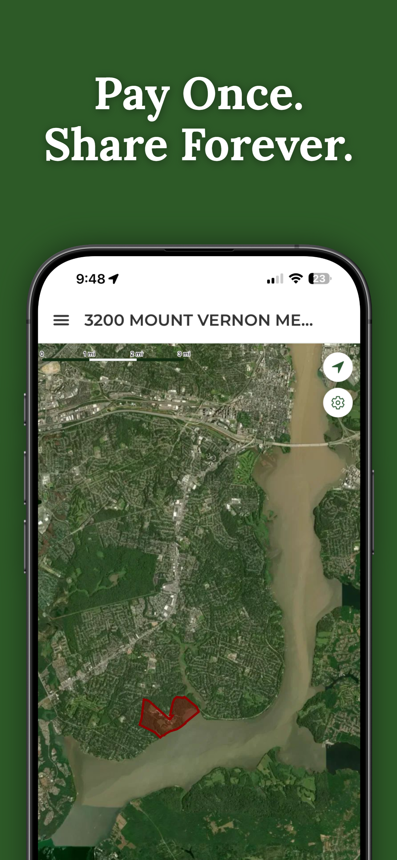 Pay once and share property boundary access forever with anyone